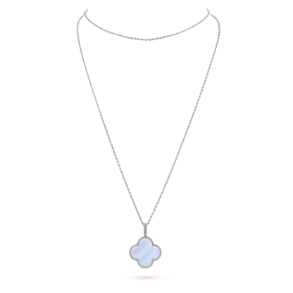 [Bloom]CLOVER SILVER CHALCEDONY BIG CLOVER NECKLACE