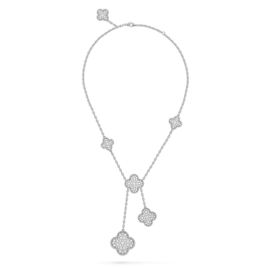 [Bloom]CLOVER 5 MOTIFS SILVER DIAMONDS NECKLACE