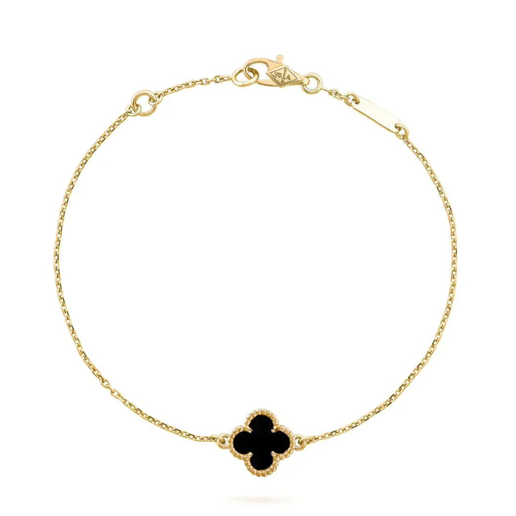 [Bloom]CLOVER ONYX SINGLE FLOWER BRACELET