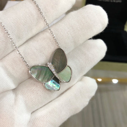 [Bloom]LARGE BUTTERFLY SILVER PENDANT DIAMOND NECKLACE