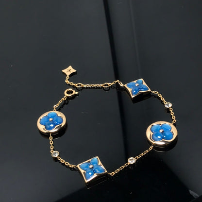 [Bloom]STAR AND SUN 4 MOTIF BLUE BRACELET