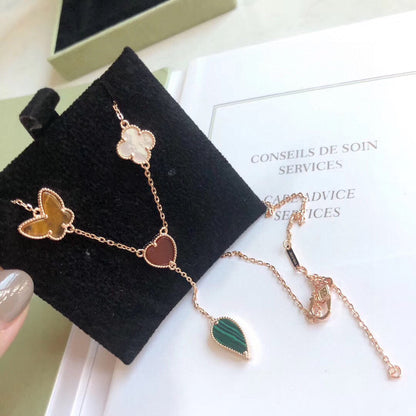 [Bloom]LUCKY SPRING 4 MOTIFS ROSE GOLD NECKLACE