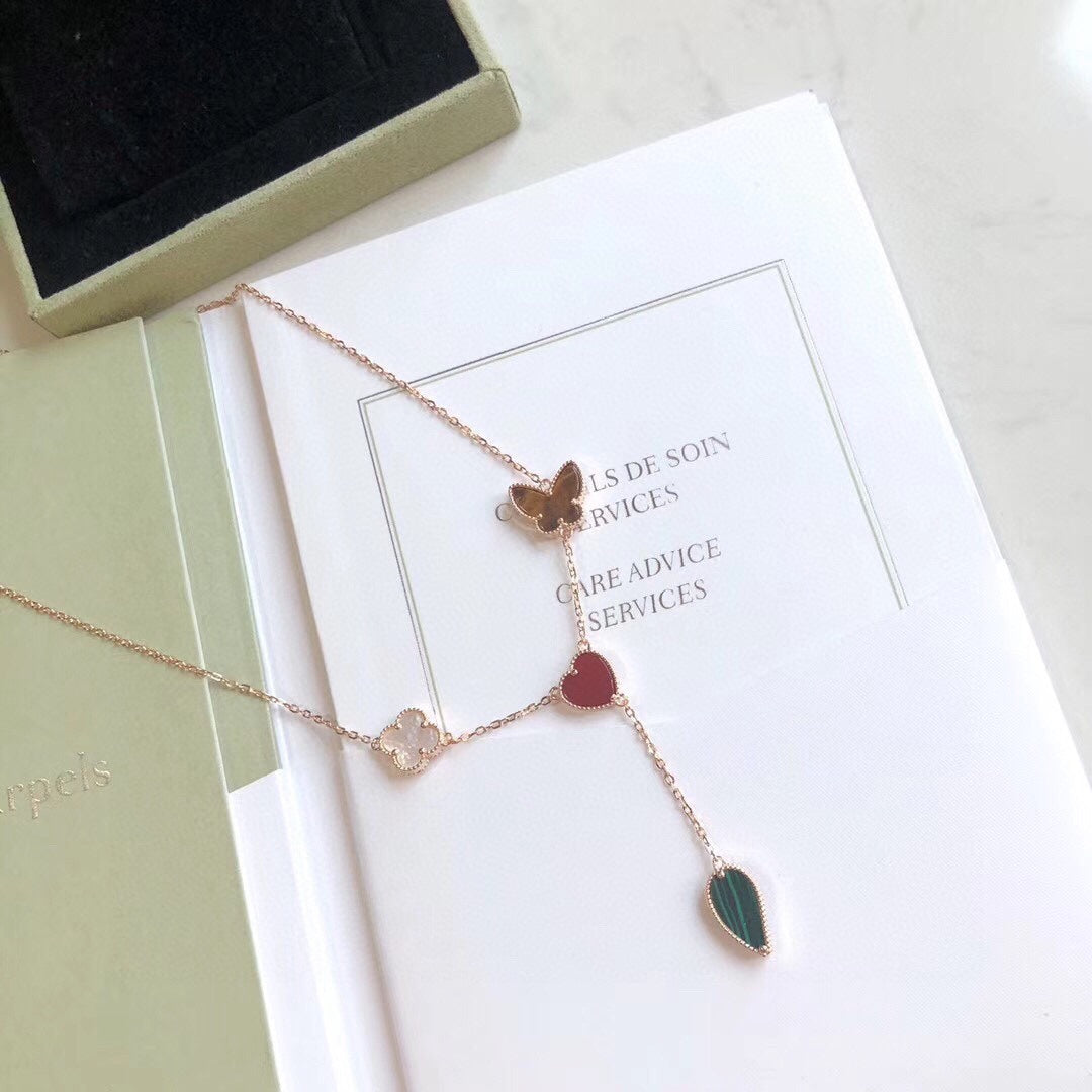 [Bloom]LUCKY SPRING 4 MOTIFS ROSE GOLD NECKLACE